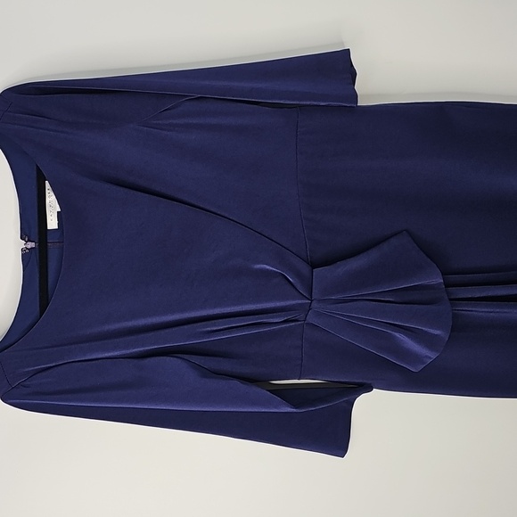 Kay Unger Elegant Navy Blue 3/4 Sleeve Formal Long Dress - Picture 11 of 14